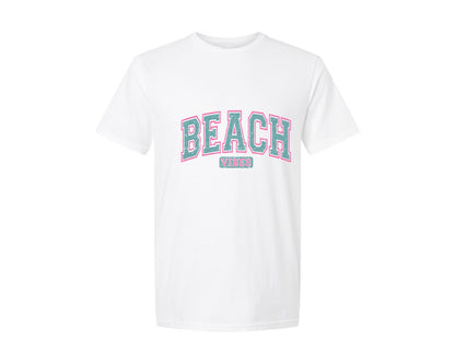 brand:Generic|color:White|Summer Beach Vibes Vacation Varsity Graphic T-Shirt
