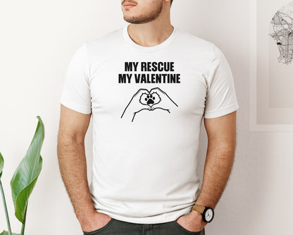 brand:Bella Canvas|color:White|My Rescue My Valentine Tshirt Design 2 Graphic T-Shirt