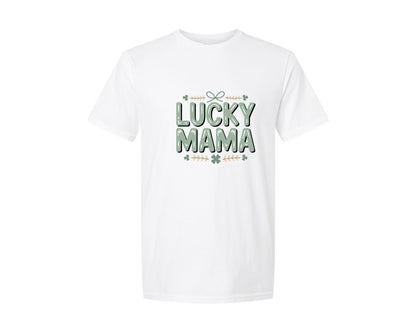 brand:Generic|color:White|Lucky Mama Lucky Varsity 2 Graphic T-Shirt