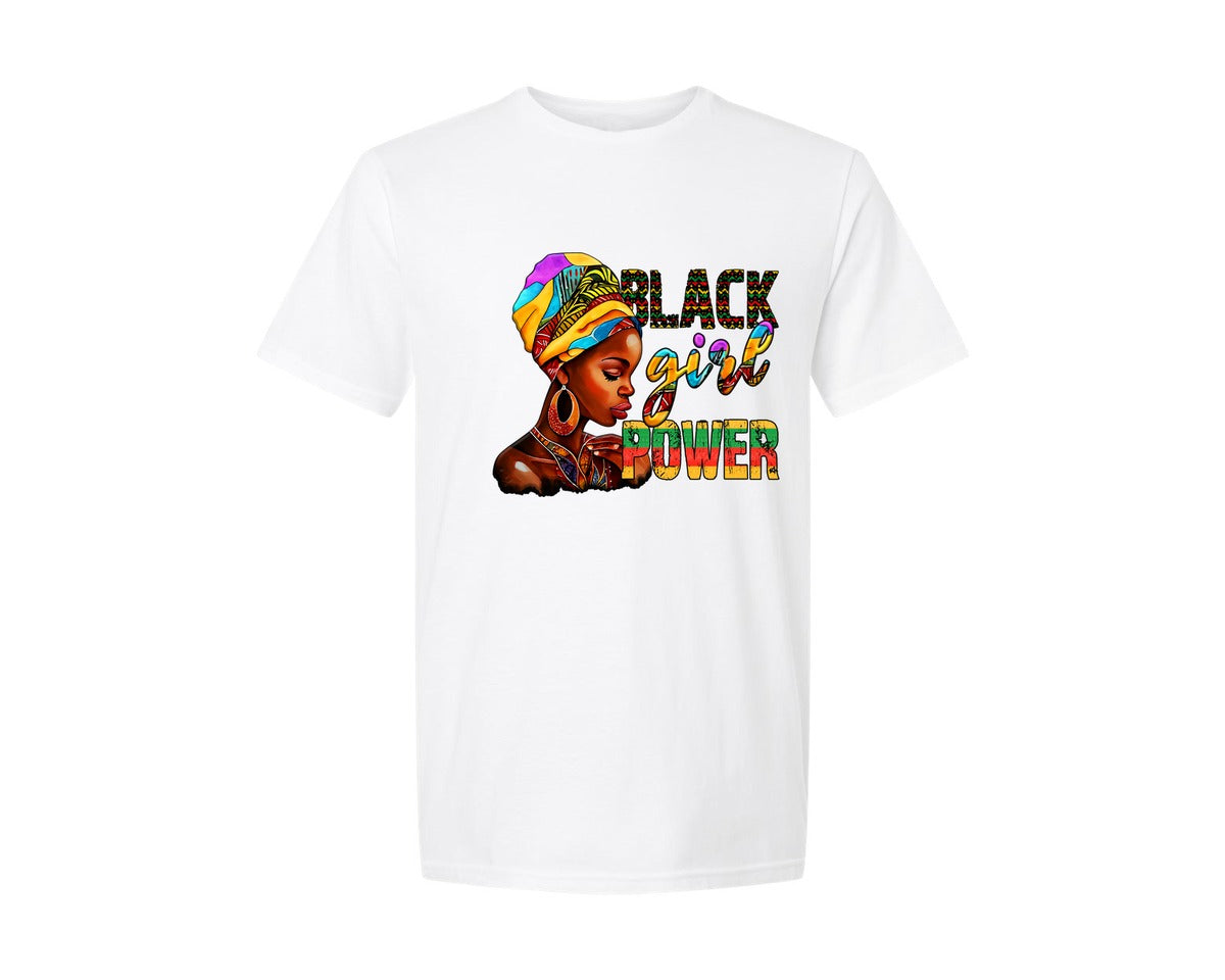 brand:Generic|color:White|Black Girl Power Juneteenth Graphic T-Shirt