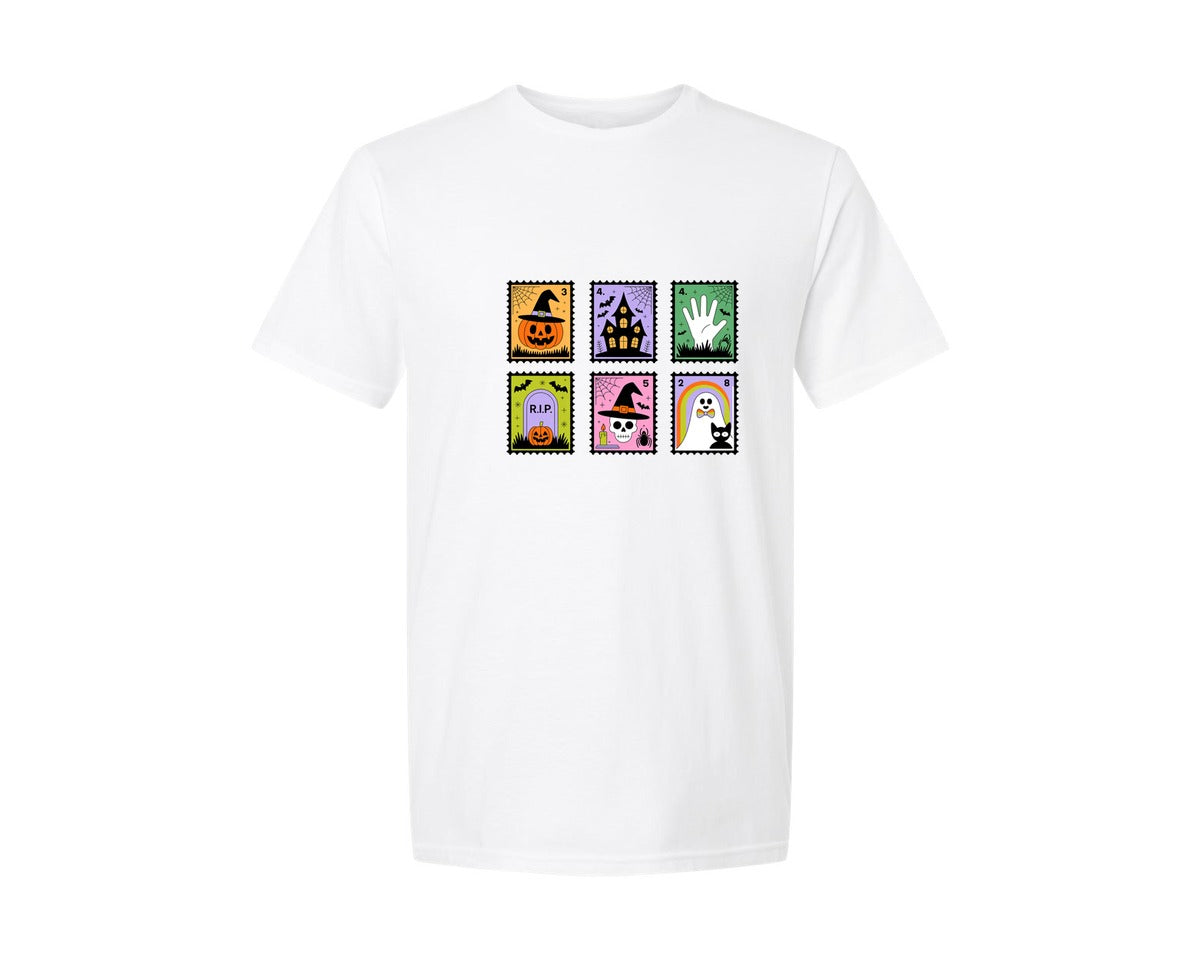 brand:Generic|color:White|Neon Halloween Retro Spooky Season Graphic T-Shirt