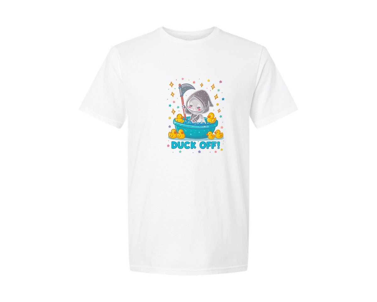 brand:Generic|color:White|Cute Grim Reaper Duck Off Graphic T-Shirt