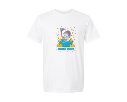 brand:Generic|color:White|Cute Grim Reaper Duck Off Graphic T-Shirt