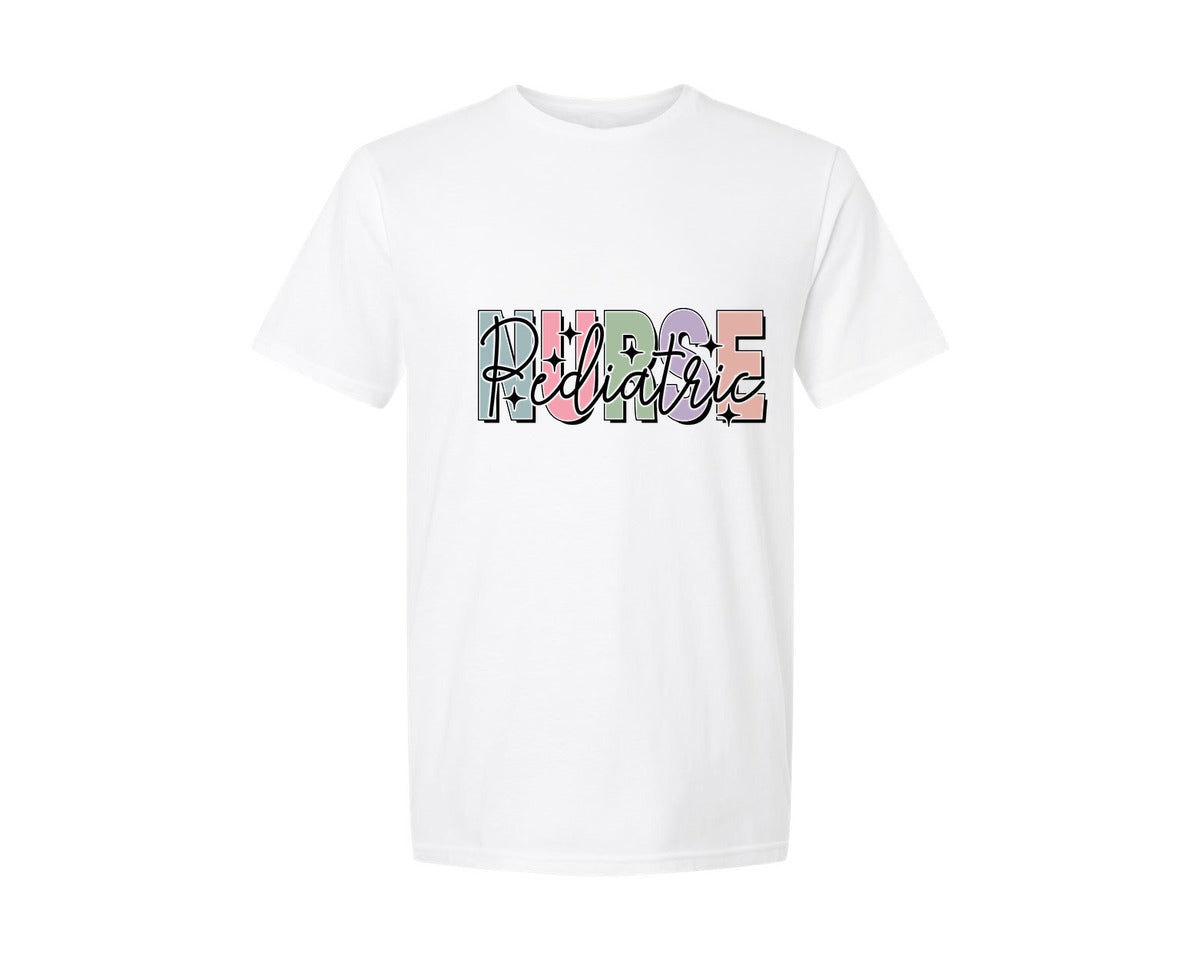 brand:Generic|color:White|Peds Nurse Picu Pediatric Nurse Graphic T-Shirt