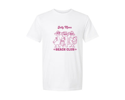 brand:Generic|color:White|Salty Moms Beach Club 9 Graphic T-Shirt