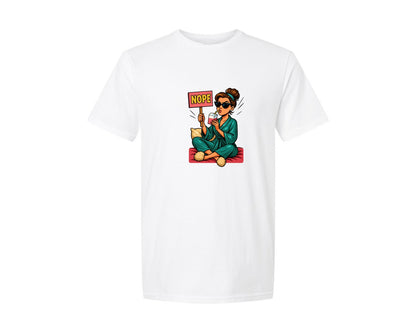 brand:Generic|color:White|Girl In Pajama Nope Sarcastic Quotes Graphic T-Shirt