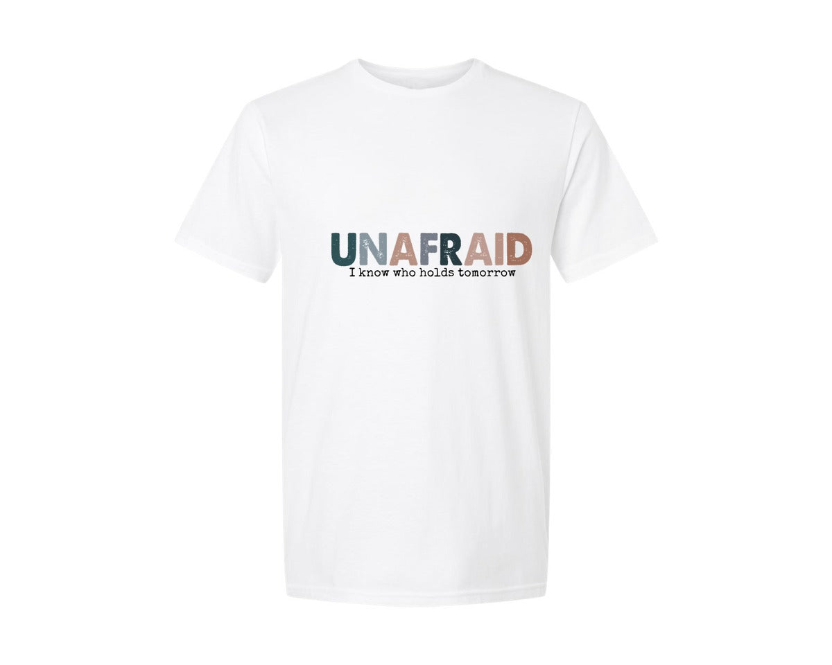 brand:Generic|color:White|Unafraid Christian Quote Graphic T-Shirt