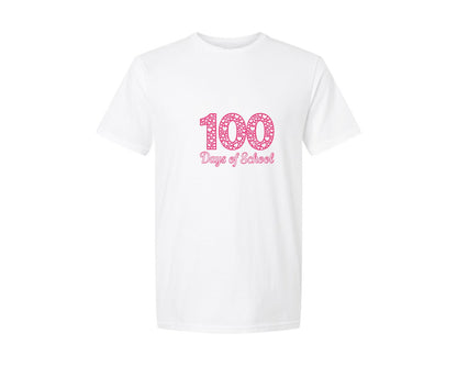 brand:Generic|color:White|100 Days Of School Heart Pattern Graphic T-Shirt