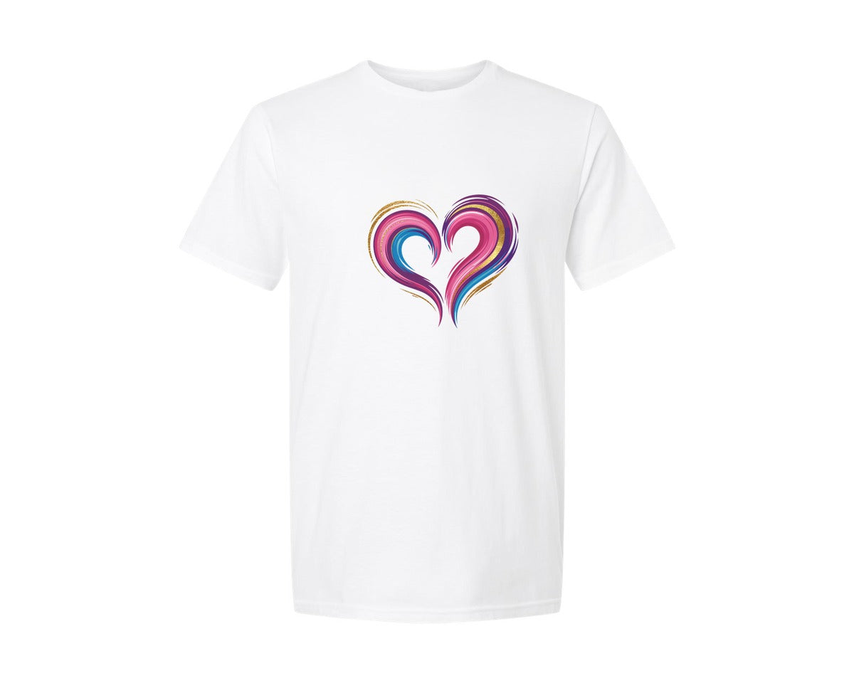 brand:Generic|color:White|Heart Brushstroke Valentines Graphic T-Shirt