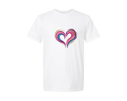 brand:Generic|color:White|Heart Brushstroke Valentines Graphic T-Shirt