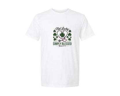 brand:Generic|color:White|Not Lucky Simply Blessed St Patricks 8 Graphic T-Shirt