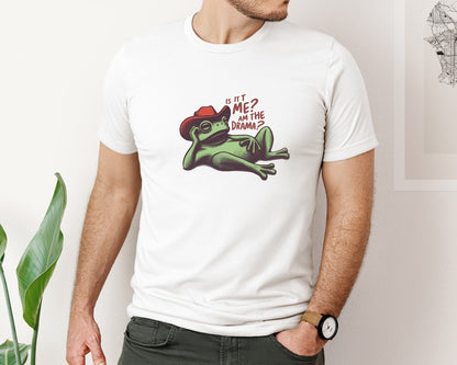 brand:Bella Canvas|color:White|Drama Frog Funny Cowboy Aesthetic Graphic T-Shirt