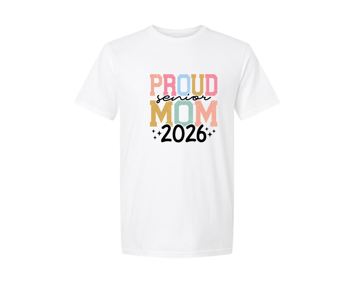 brand:Generic|color:White|Proud Senior Mom 2026 Senior Mom Graphic T-Shirt