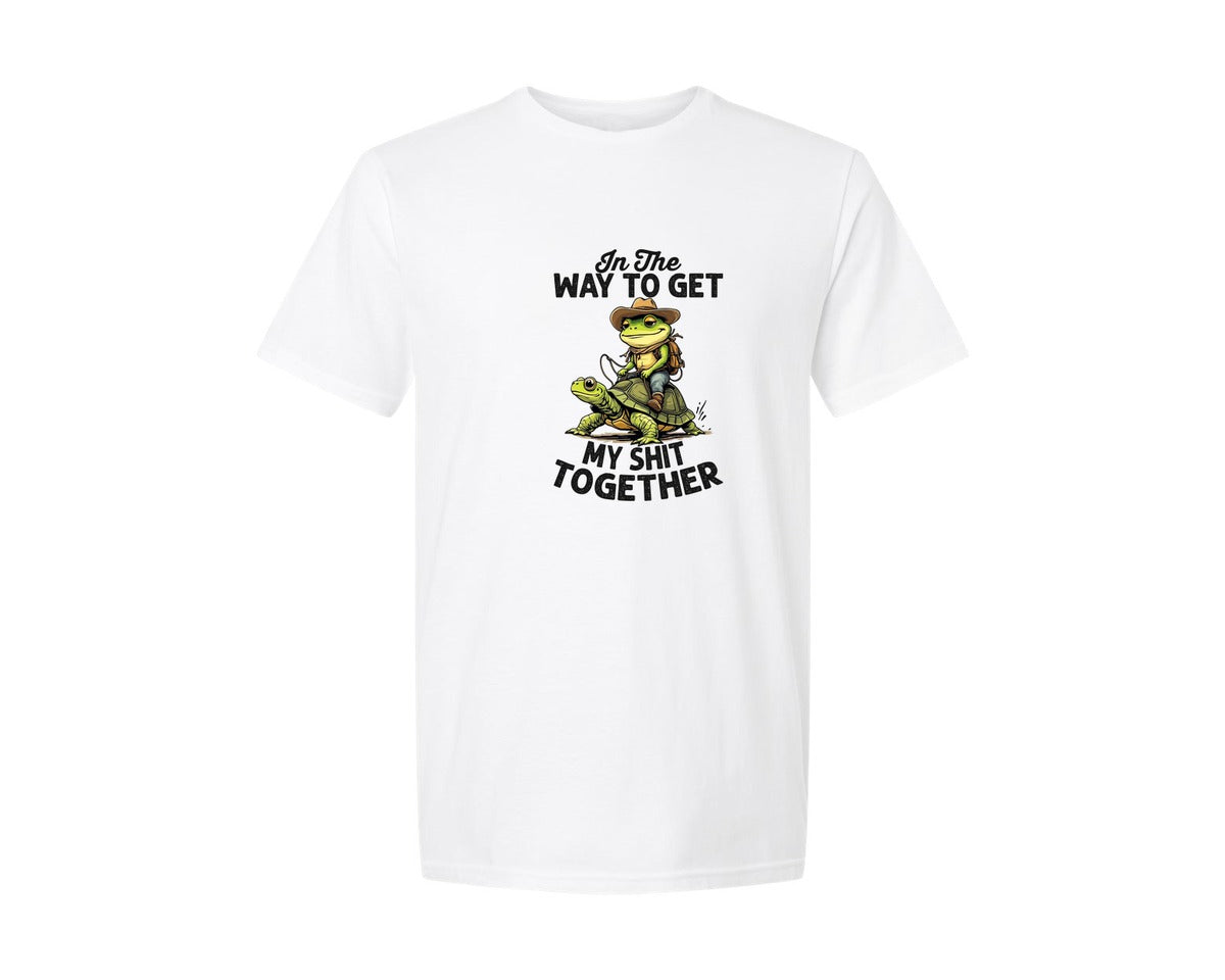 brand:Generic|color:White|Western Cowboy Funny Frog Turtle Graphic T-Shirt