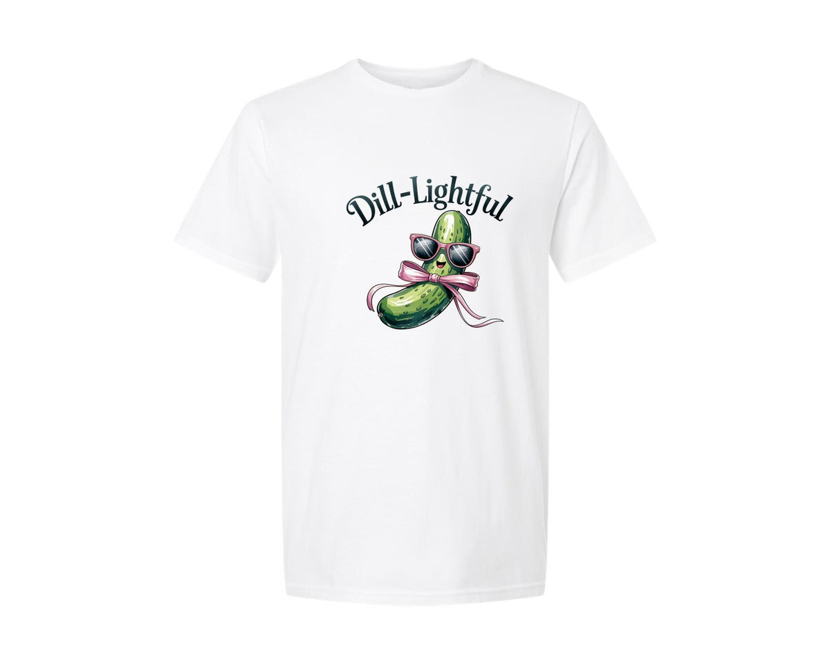 brand:Generic|color:White|Dill Lightful Funny Pickle 2 Graphic T-Shirt