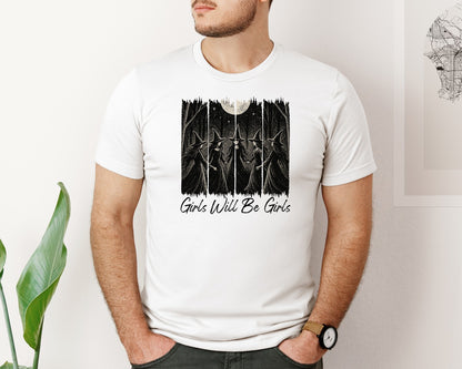brand:Bella Canvas|color:White|Funny Witches Halloweengirls Will Be Sv Graphic T-Shirt