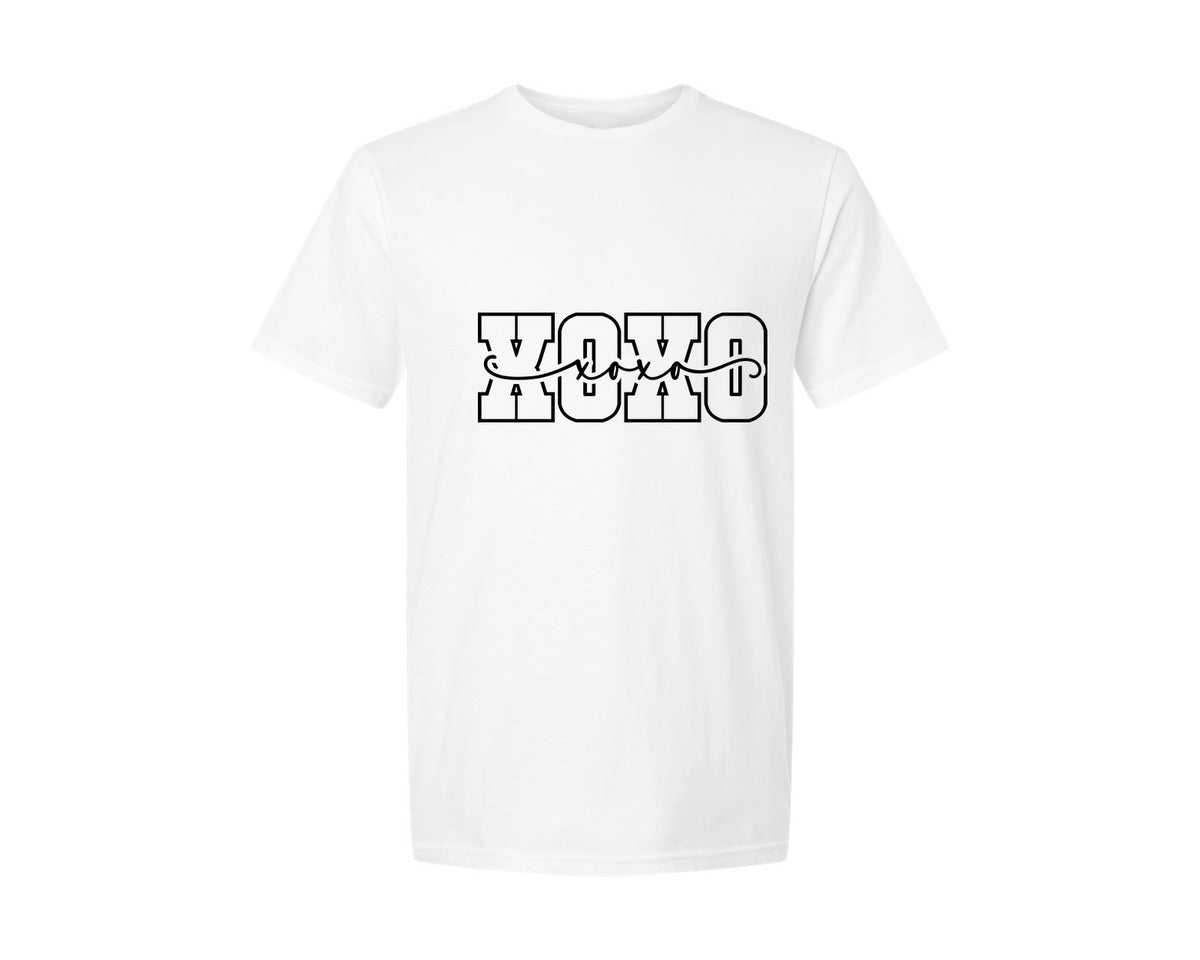 brand:Generic|color:White|Retro Xoxo Checker Coquette Graphic T-Shirt