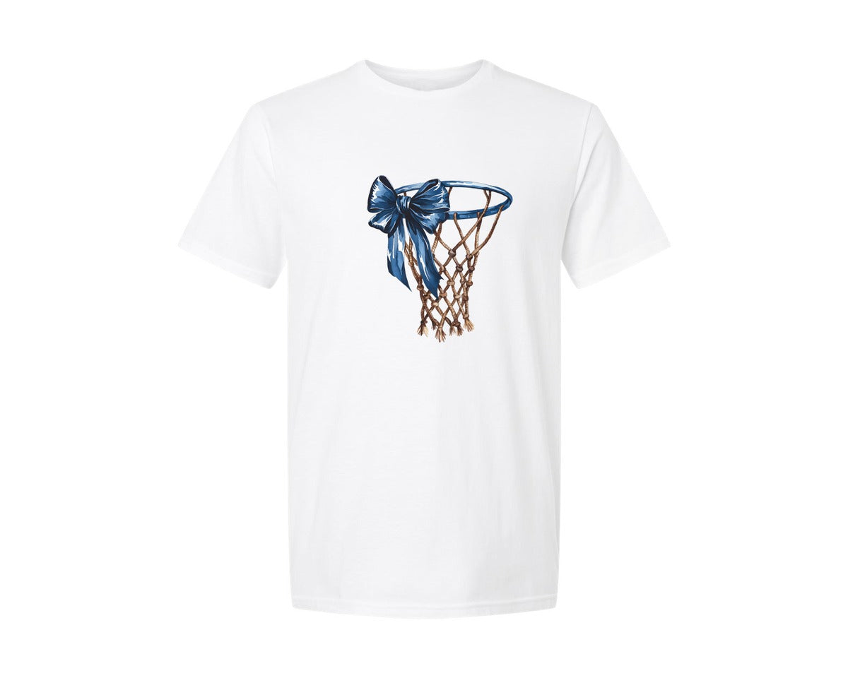 brand:Generic|color:White|Blue Ribbon Basketball Hoop Mama 2 Graphic T-Shirt