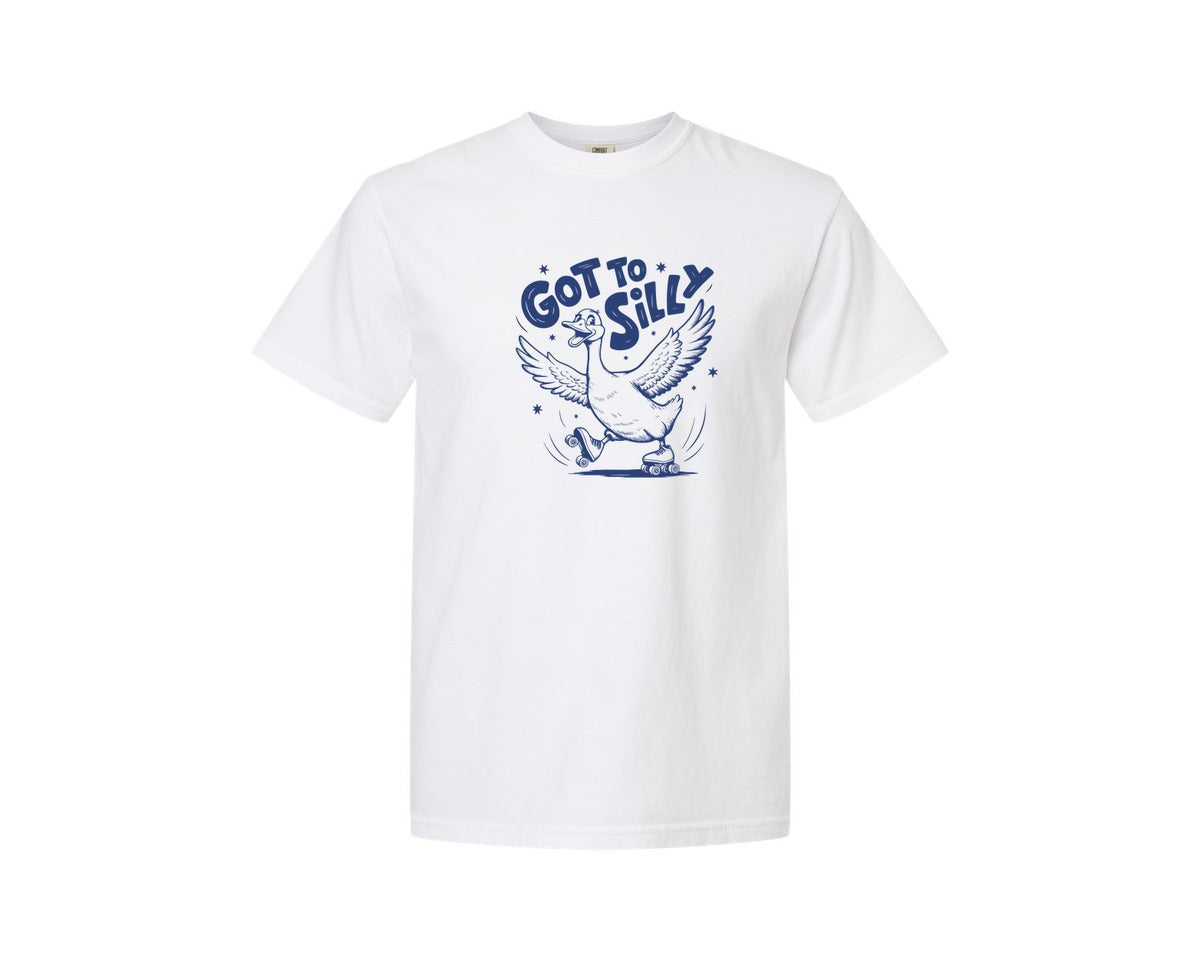 brand:Comfort Colors|color:White|Funny Goose Got Too Silly Design Graphic T-Shirt