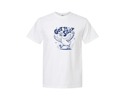 brand:Comfort Colors|color:White|Funny Goose Got Too Silly Design Graphic T-Shirt