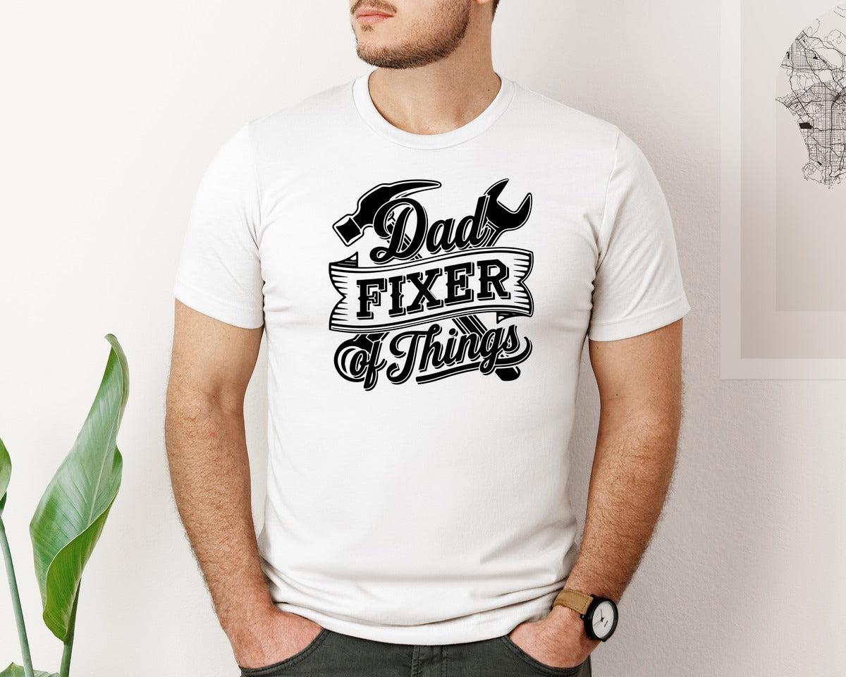 brand:Bella Canvas|color:White|Dad Fixer Of Things Handyman Dad Graphic T-Shirt