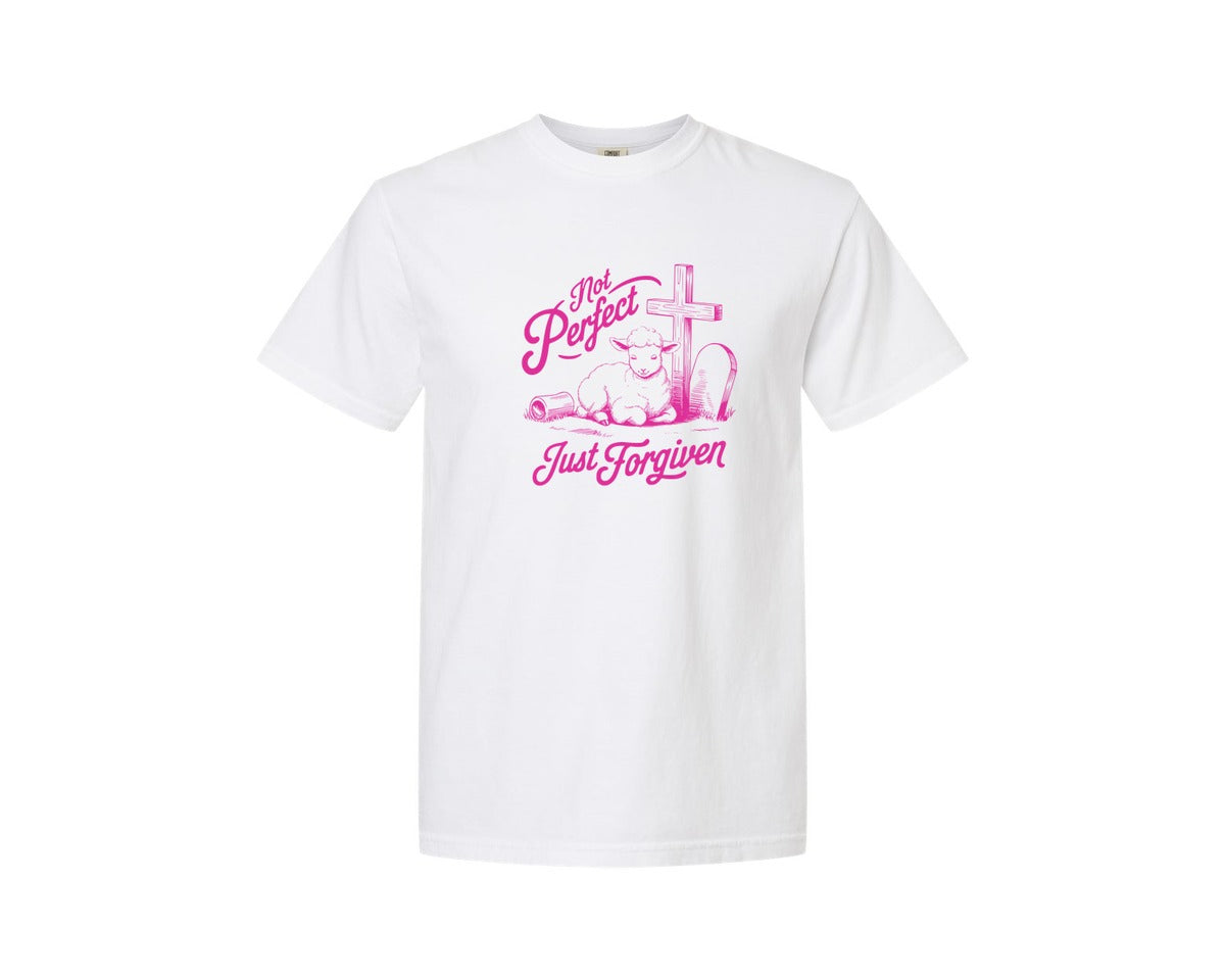 brand:Comfort Colors|color:White|Not Perfect Just Forgiven Design 18 Graphic T-Shirt