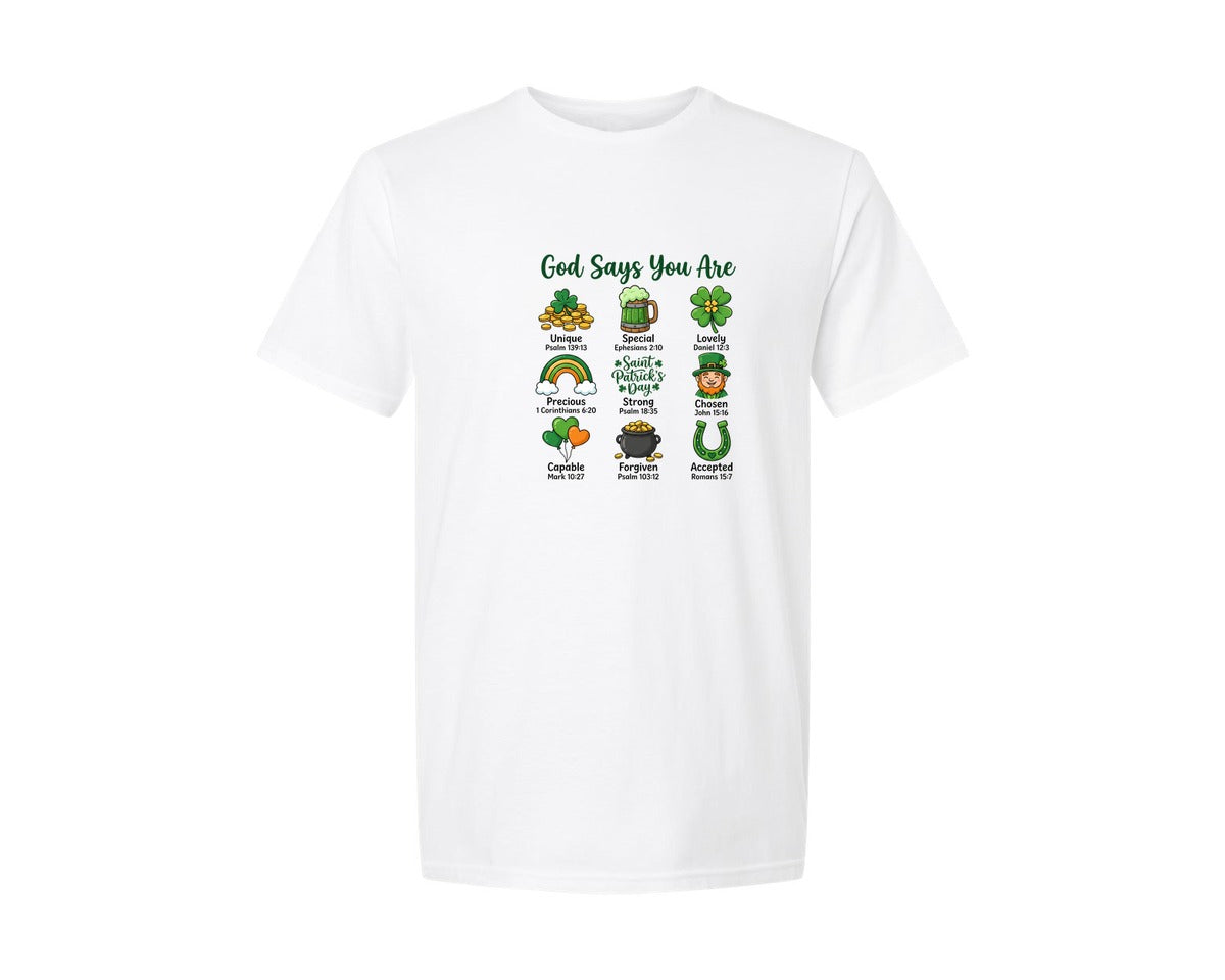brand:Generic|color:White|God Says You Are St Patricks Day 2 Graphic T-Shirt