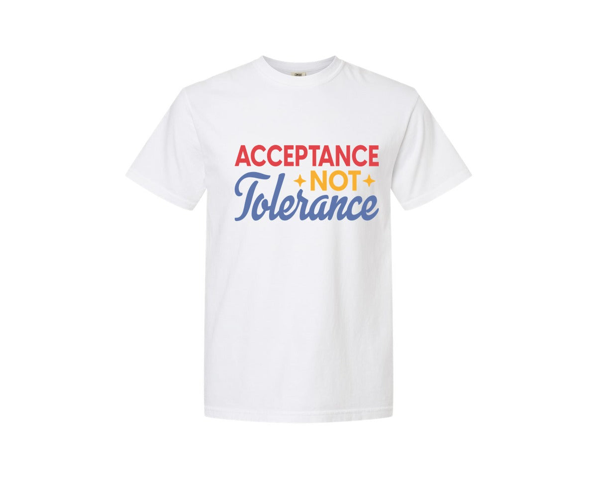 brand:Comfort Colors|color:White|Acceptance Not Tolerance T Shirt Graphic T-Shirt