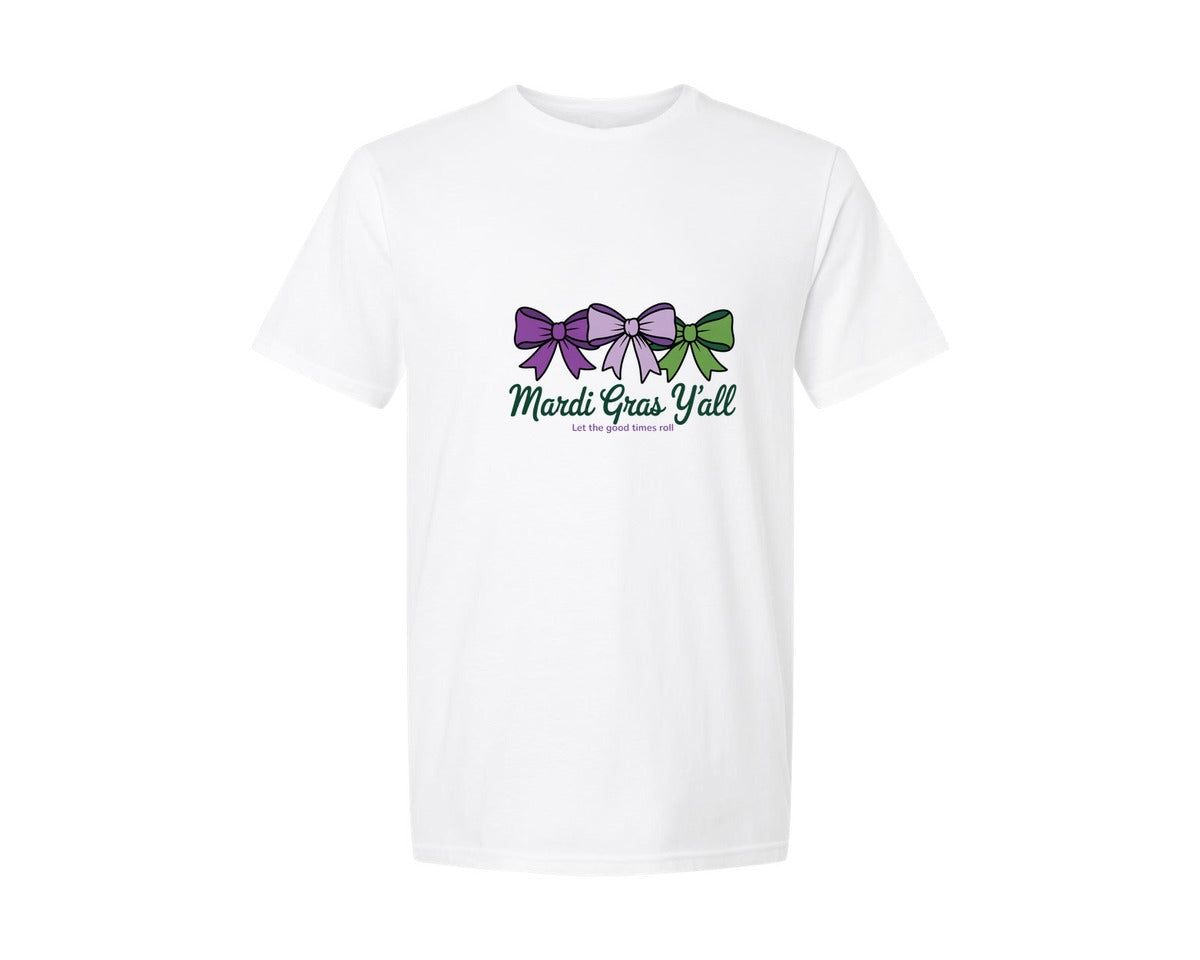 brand:Generic|color:White|Preppy Mardi Gras Yall Mardi Gras 21 Graphic T-Shirt