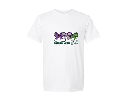 brand:Generic|color:White|Preppy Mardi Gras Yall Mardi Gras 21 Graphic T-Shirt