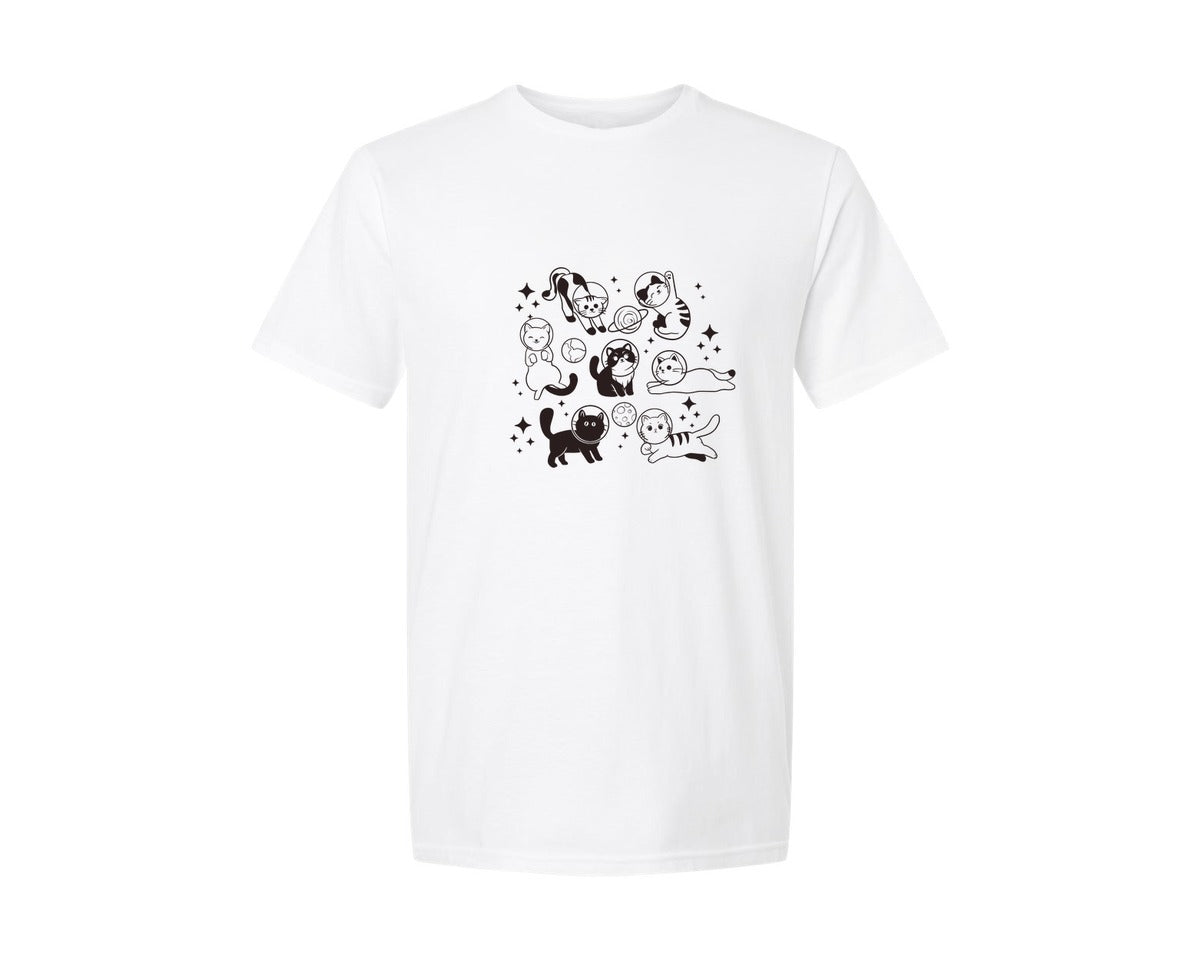 brand:Generic|color:White|Astrocats Cute Cat Mom Graphic T-Shirt