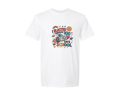 brand:Generic|color:White|Blasted Through 100 Days Of School Graphic T-Shirt