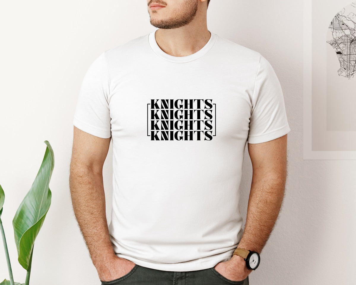 brand:Bella Canvas|color:White|Knights Retro Design Graphic T-Shirt