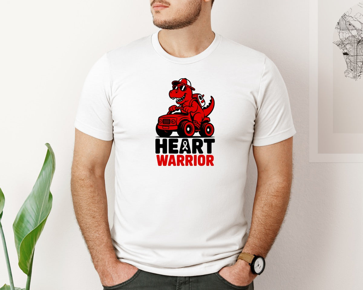 brand:Bella Canvas|color:White|Heart Warrior Dinosaur Awareness Graphic T-Shirt