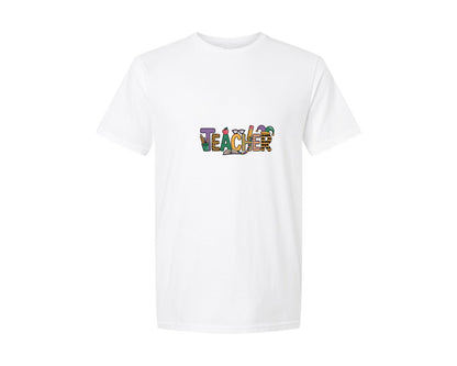brand:Generic|color:White|Mardi Gras Teacher Design Graphic T-Shirt