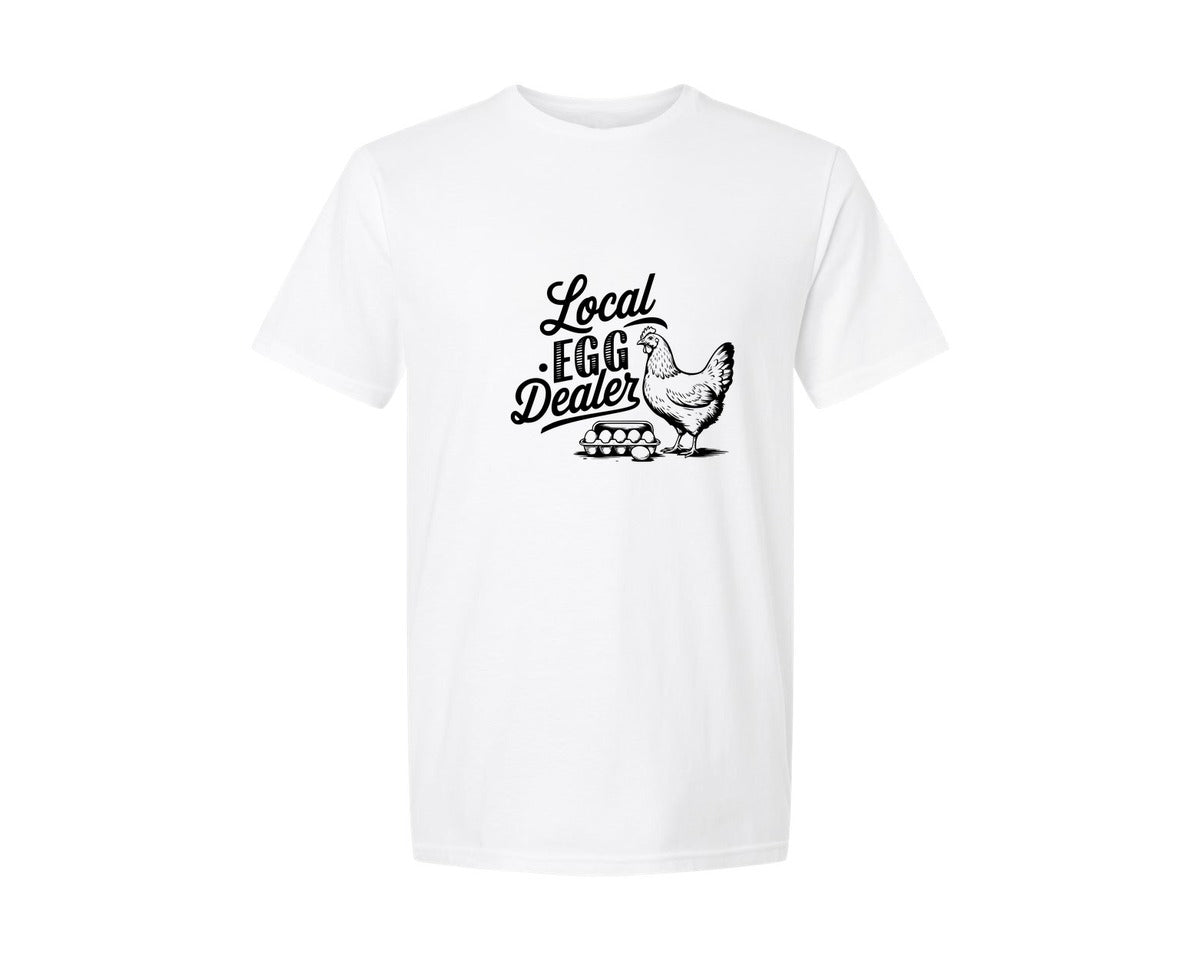 brand:Generic|color:White|Local Egg Dealer T Shirt Design Silhou Graphic T-Shirt