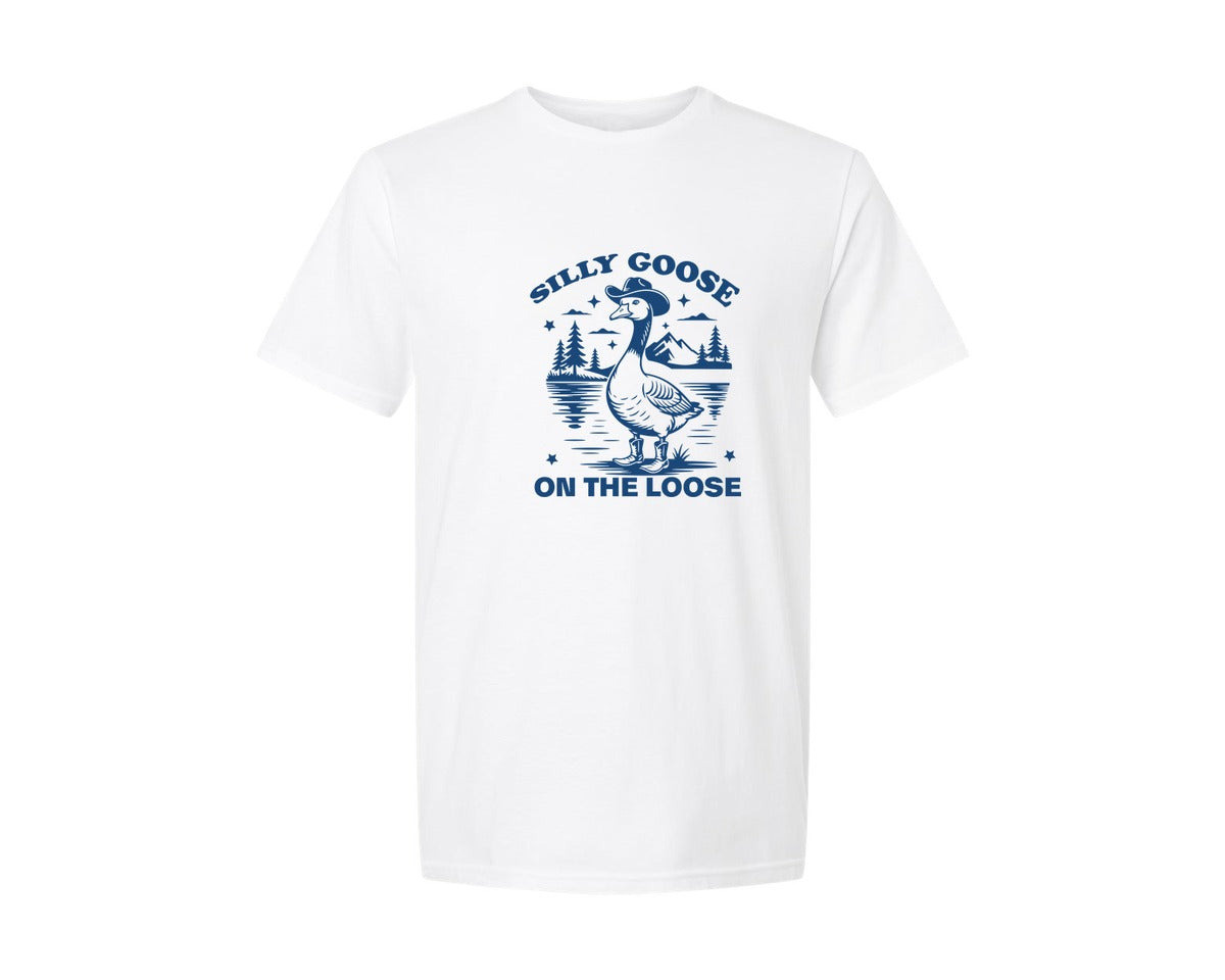 brand:Generic|color:White|Silly Goose On The Loose 11 Graphic T-Shirt