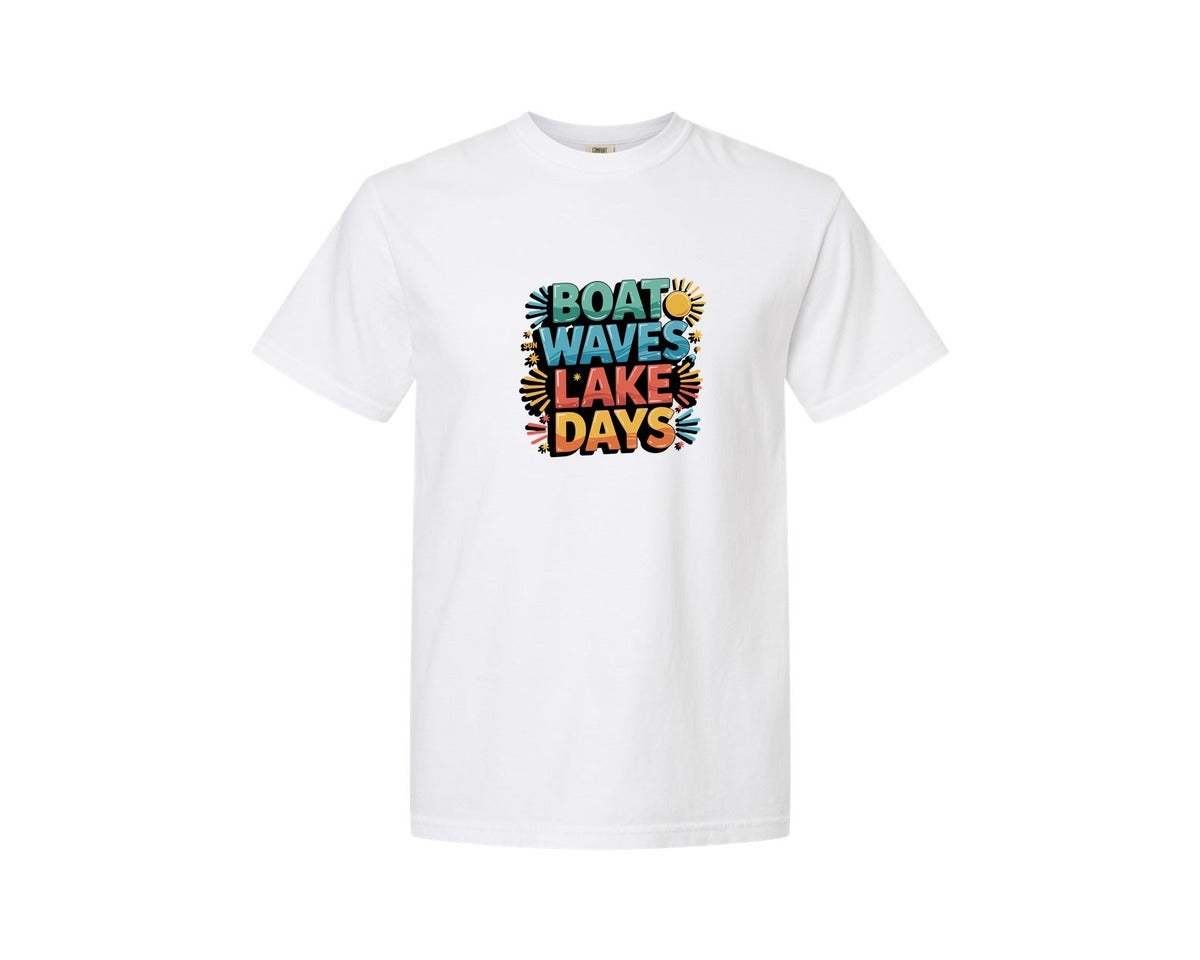 brand:Comfort Colors|color:White|Fun Boat Trip And Waves Graphic T-Shirt