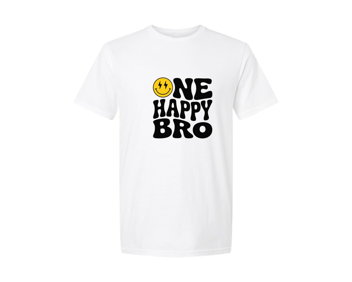 brand:Generic|color:White|One Happy Bro Birthday Brother 2 Graphic T-Shirt