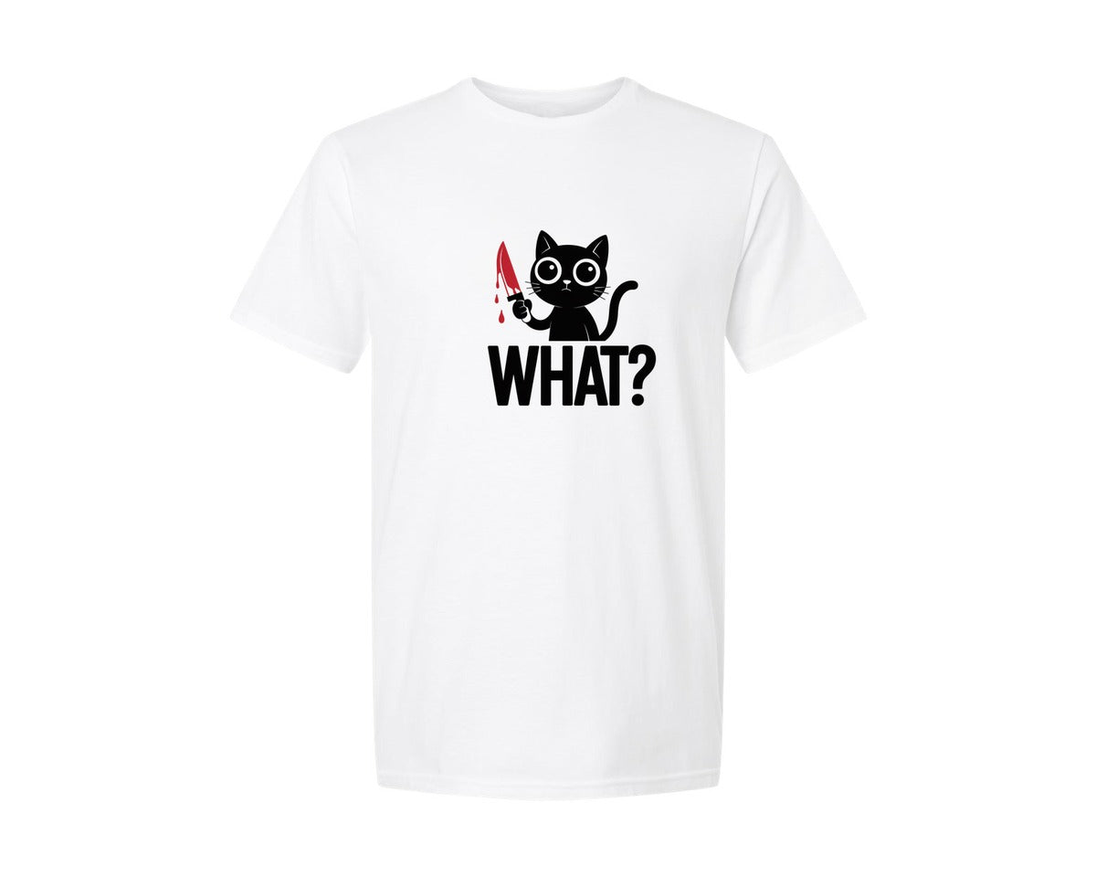 brand:Generic|color:White|What Cat Funny Humor Cat Graphic T-Shirt