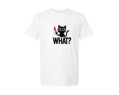 brand:Generic|color:White|What Cat Funny Humor Cat Graphic T-Shirt