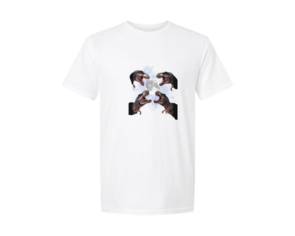 brand:Generic|color:White|T Rex Roar Full Moon Graphic T-Shirt