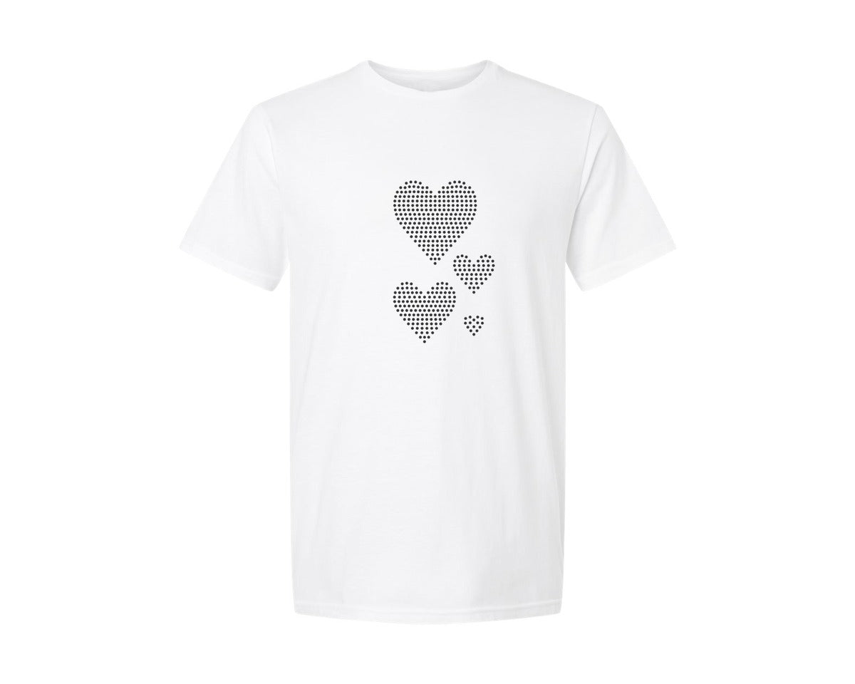 brand:Generic|color:White|Rhinestone Template Design Hearts 004 Graphic T-Shirt