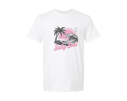 brand:Generic|color:White|Salty Soul Beach Summer Summer Graphic T-Shirt