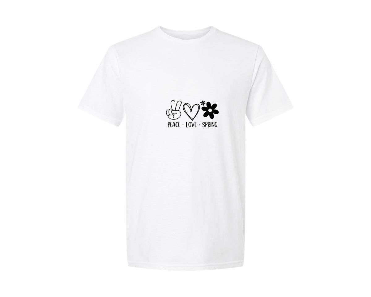 brand:Generic|color:White|Peace Love Spring 4 Graphic T-Shirt