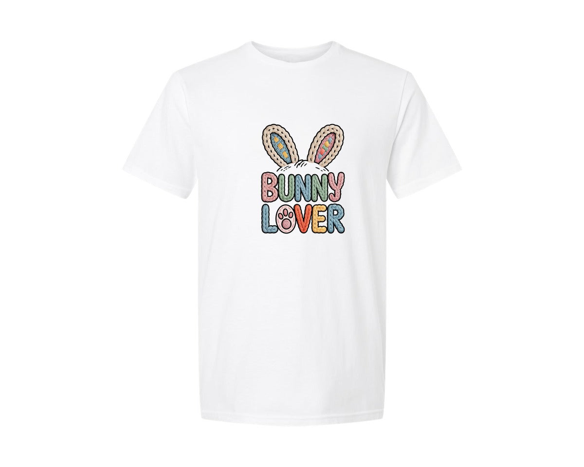 brand:Generic|color:White|Faux Yarn Bunny Lover Bunny Graphic T-Shirt