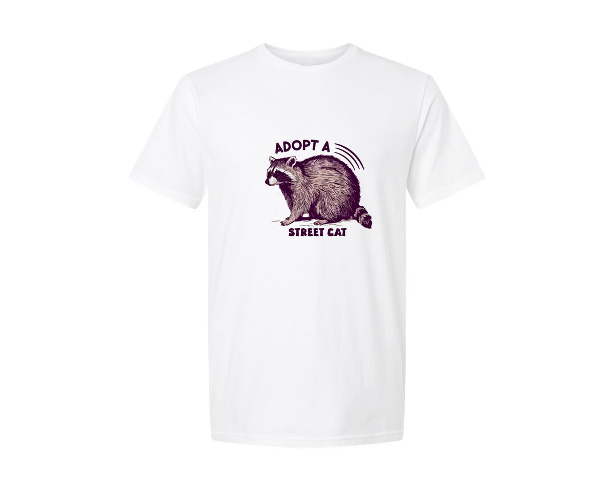 brand:Generic|color:White|Funny Vintage Raccoon Graphic T-Shirt