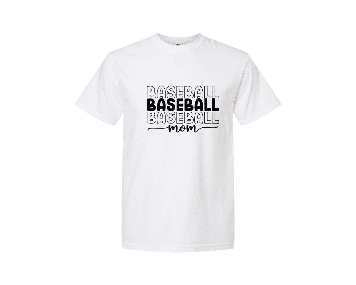 brand:Comfort Colors|color:White|Baseball Mom Baseball Mom 3 Graphic T-Shirt