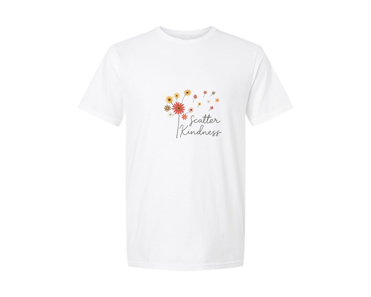 brand:Generic|color:White|Scatter Kindness Dandelion Blowing 2 Graphic T-Shirt