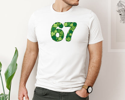 brand:Bella Canvas|color:White|Funny Shamrock 67 St Patricks Day Graphic T-Shirt
